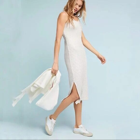 New Anthropologie Saturday Sunday Two Piece Striped Midi Dress with Hoodie Small - Picture 5 of 6